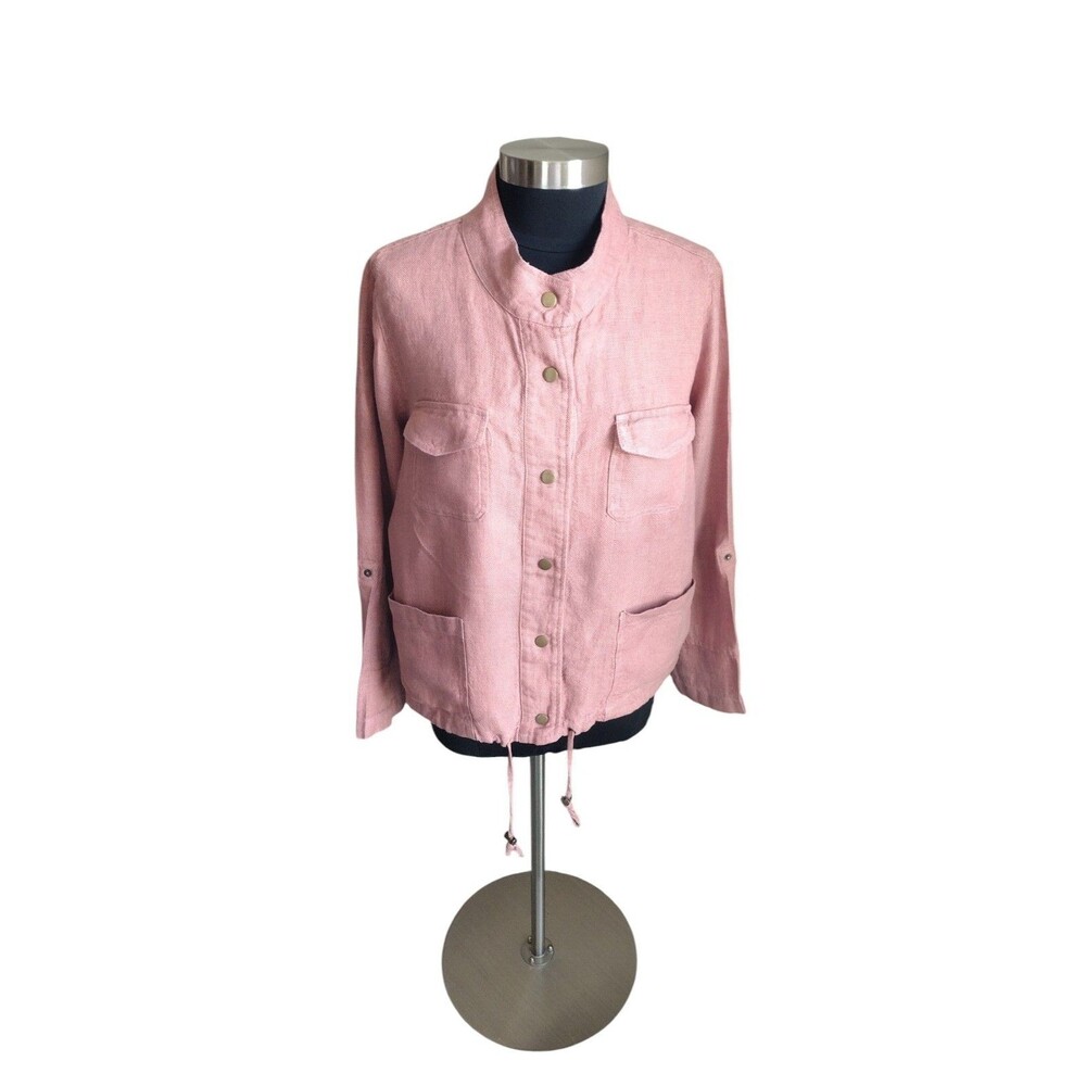 C&C California Pink Dusty Mauve 100% Linen Utility Safari Jacket Size Large